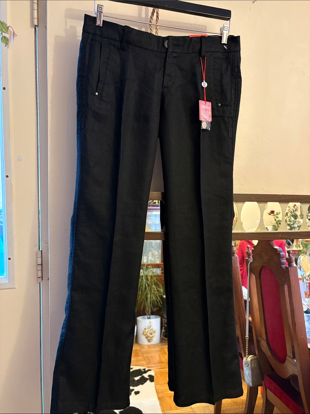 Esprit Black Straight-Leg Women's Pants. 100. Linen